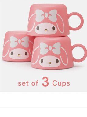 "Set of 3"Melody Pink Gift Cups Water Bottle UpSide Down Reverse Cup Mug 140mL
